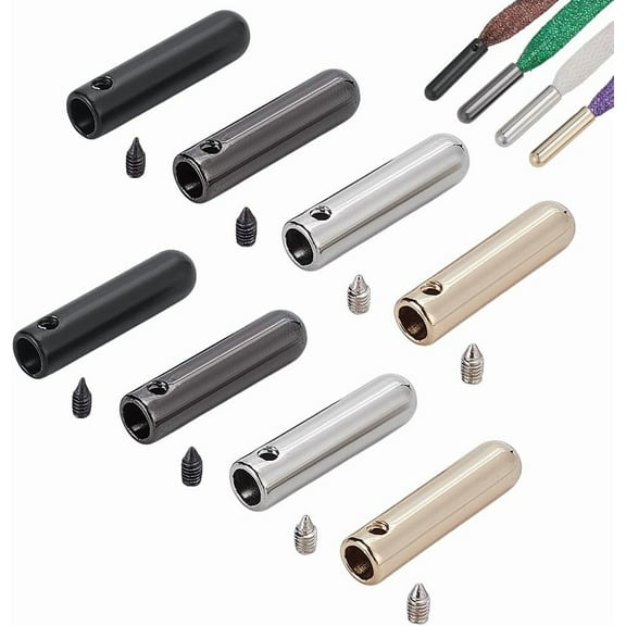 40 Sets Metal Shoelace Tips 4 Colors Alloy Shoelace Screw Shoelace Cords End Tip Cap Metal Aglet Replacement Tips for DIY Repairing and Design Making