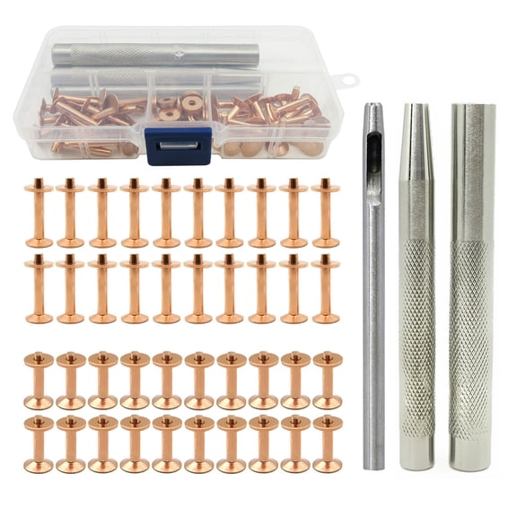 40 Sets Rivets and Burrs with 3.5 Rivet Tool and Install Setting Tool for Leather Belt, Wallets, Handbags, Rope