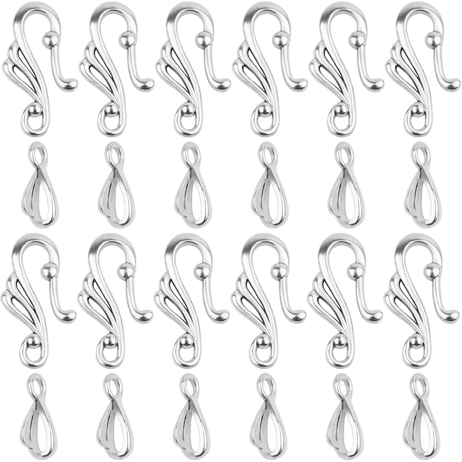 40 Sets S Hook Ring Toggle Clasps Tibetan Style Hook Eye Toggle Cord ...