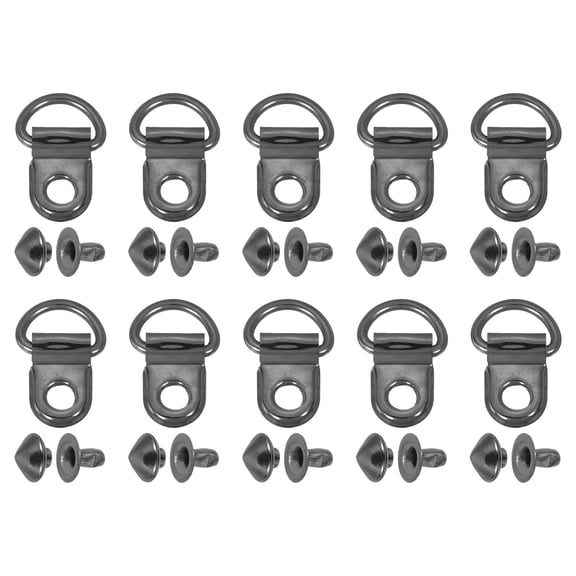40 Sets Shoelace Hook, Boot Lace Hooks DRing Eyelet Buckles with Rivets, Boots Eyelet Repair Clips for Hiking Boots Shoe Leather Bag, 9x14mm Metallic Black