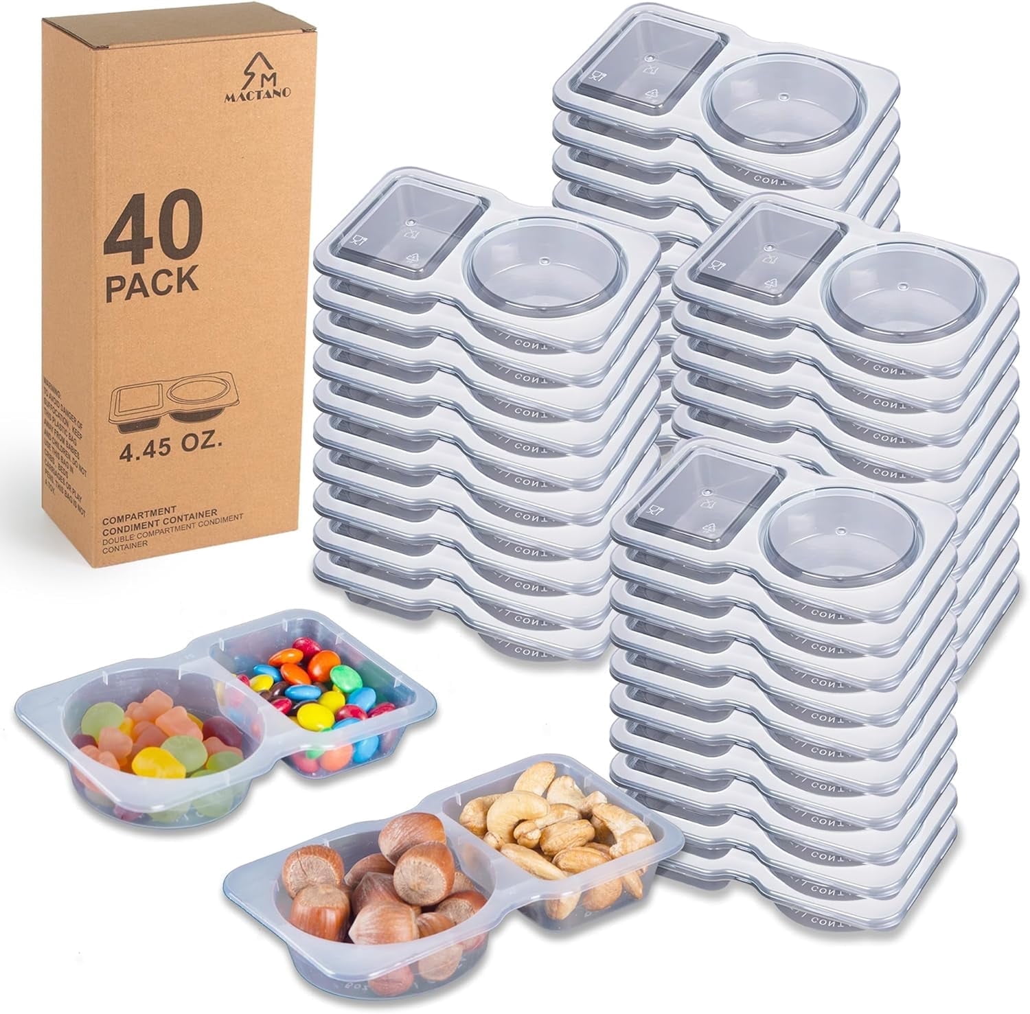 Snack Boxes Containers AOMWXENN, Snack Containers, 40 Sets, Double Compartment, Lidded ...