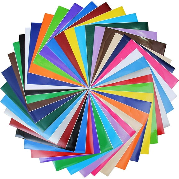 40 Sheet Premium Self Adhesive Sign Vinyl Film Starter Set - 12" x 12" Sheets by Threadart | For Glass, Plastic, Metal | Use with Cricut Cameo | 2 Sheets Each of 20 Colors | Compares to Oracal 651