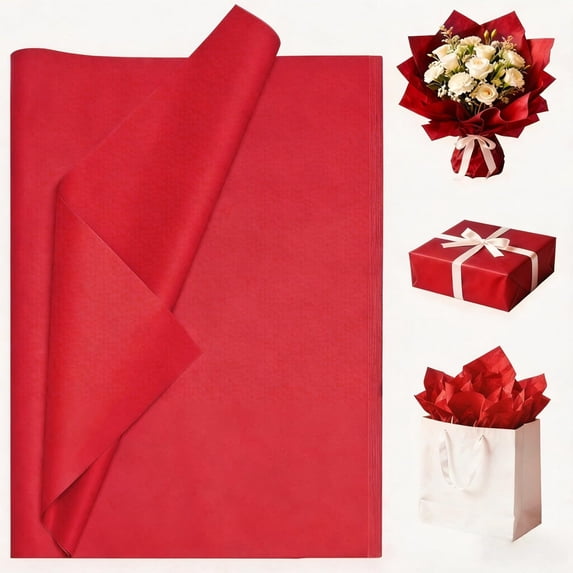 40 Sheets 20x20 Inches Red Tissue Paper for Gift Bags – Bulk Gift Wrapping Paper for Christmas, Weddings, Parties & Art Crafts (Red)