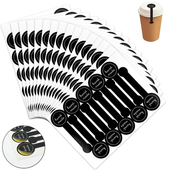 Scheam Black Baking Sealing Stickers Self-Adhesive Long Strip Labels Handmade Food Tamper-Proof Stickers Packaging Cookie Pastry Bread Bags,Party Supplies 40 Sheets (400 Pcs) Style-A