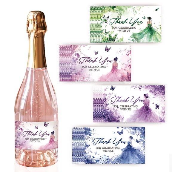 40 Sheets Heart Theme Coated Paper Adhesive Sticker Wine Bottle Adhesive Label Rectangle Human 90x50mm