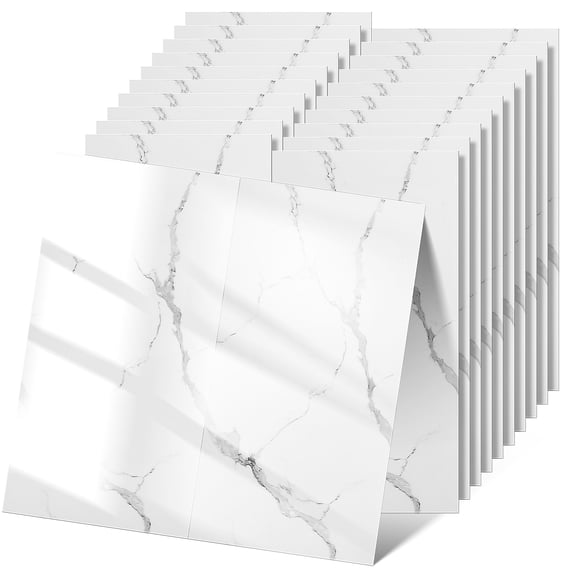 40 Sheets Marble Peel and Stick Backsplash Waterproof Wall Panels, Self Adhesive Marble Foam Tile, 11.8"x23.6" PVC Wall Panels for Bathroom, Kitchen, Living Room