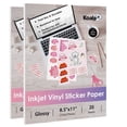 thumbnail image 1 of 40 Sheets Printable Vinyl Sticker Paper for Inkjet Printers Glossy White Waterproof Label Decal Paper Self Adhesive, 8.5x11 inch, 1 of 14