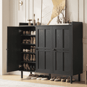 ROGALIS 40" Shoe Cabinet with 3 Doors & Adjustable Shelves for 30 Pairs, Tall Farmhouse Shoe Storage Rack for Entryway Living Room Closet