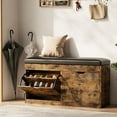 thumbnail image 1 of 40" Shoe Storage Bench with Lift Top, 2 Flip Drawers & Padded Seat Cushion, Entryway, Hallway, Living Room Shoe Organizer Cabinet Vintage Brown, 1 of 8
