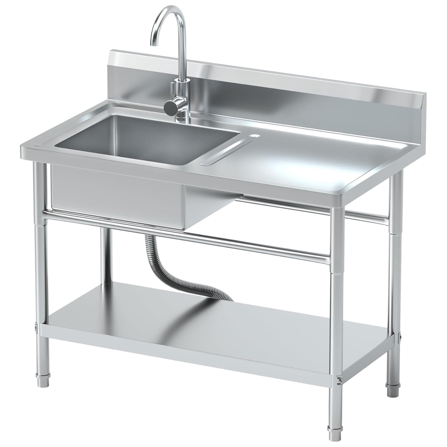 40" Sink with Worktop Freestanding Easy Installation Kitchen Dishwashing and Vegetable Drainage Washing clothes in the bathroom, etc. Can also be prevented in outdoor locations where water is needed