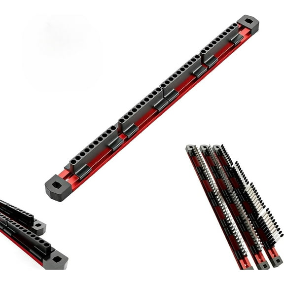 40-Slot Magnetic Hex Bit Organizer, Aluminum 1/4" Drive Bit Holder Rail, Heavy Duty Tool Storage for Toolbox