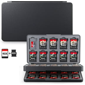 40 Slots Switch Game Card Case for NS/OLED/Switch 2 2025, Portable Hardshell Compact Storage for 40 Switch Cards & 40 SD Cards, Pure-Black Card Holder with Magnetic Closure Large Capacity