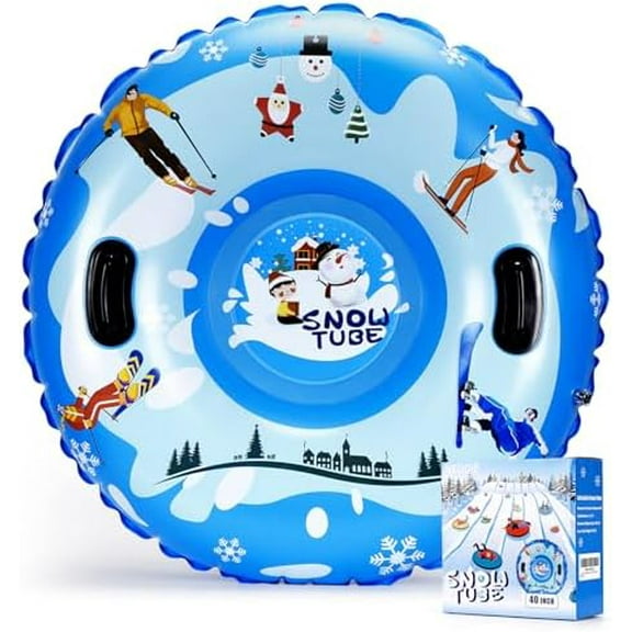 40 Snow Tube, Inflatable Snow Tubes for Kids & Adults, Thickened Heavy Duty Sled with Cold-Resistant PVC and Raised Handle, Winter Toys for Outdoor Sledding, Christmas Snow Sleds Gift$$