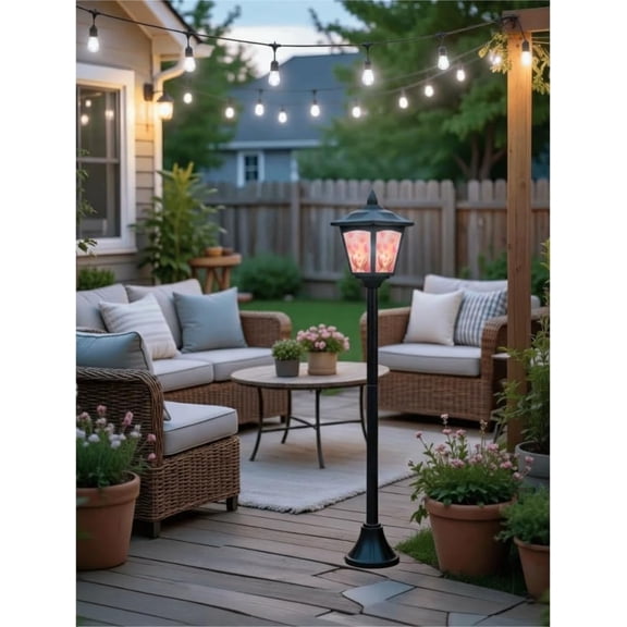 Kanstar Solar Garden Lantern Cute Pig Holding Heart Balloons Waterproof LED Stake Light Auto On Off 1 pack 40 inch