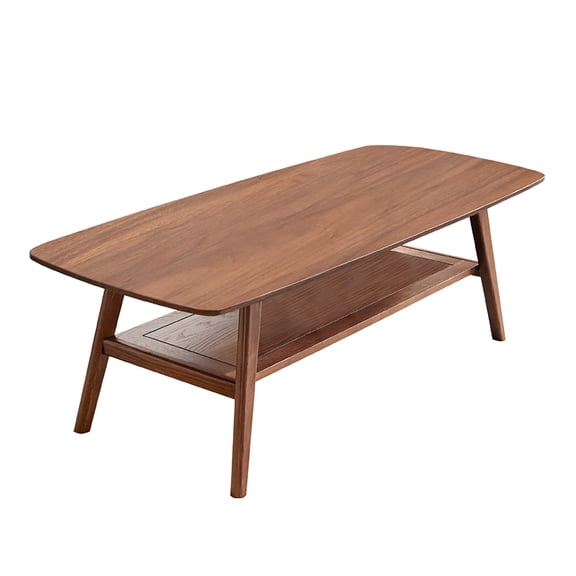 40" Solid Wood Coffee Table, 2-Tier Small Wooden Coffee Table with Storage Shelf for Living Room, Apartment, Office
