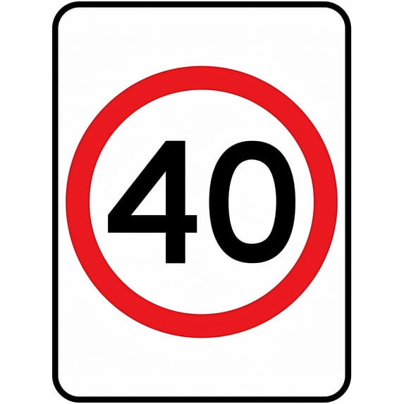 40 Speed Limit Metal Tin Sign - 8"x12" Industrial Commercial Sign, Traffic Speed Alert Signage, Indoor Outdoor Use