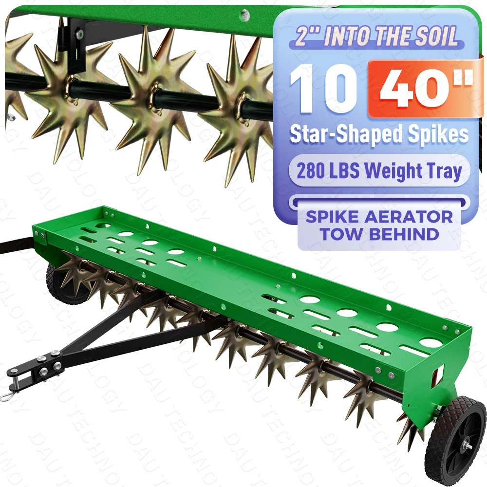 40" Spike Aerator Tow Behind Lawn Aerator Tow Behind w/Universal Hich for Garden,Green