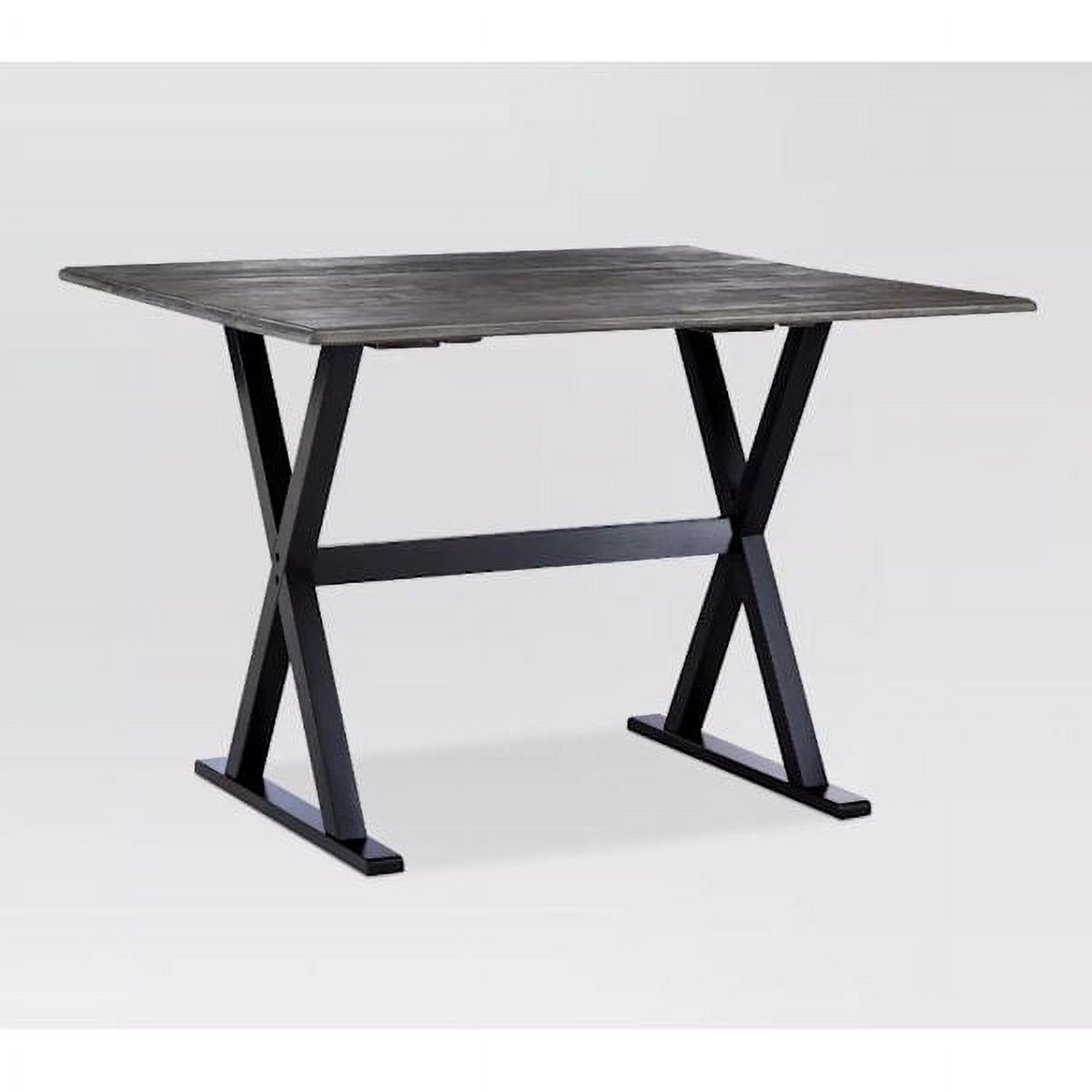 40" Square Drop Leaf Rustic Dining Table Gray/Black