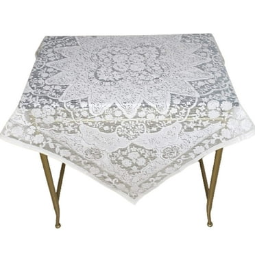 40 Square Lace Tablecloth / table topper. Color options- White or cream