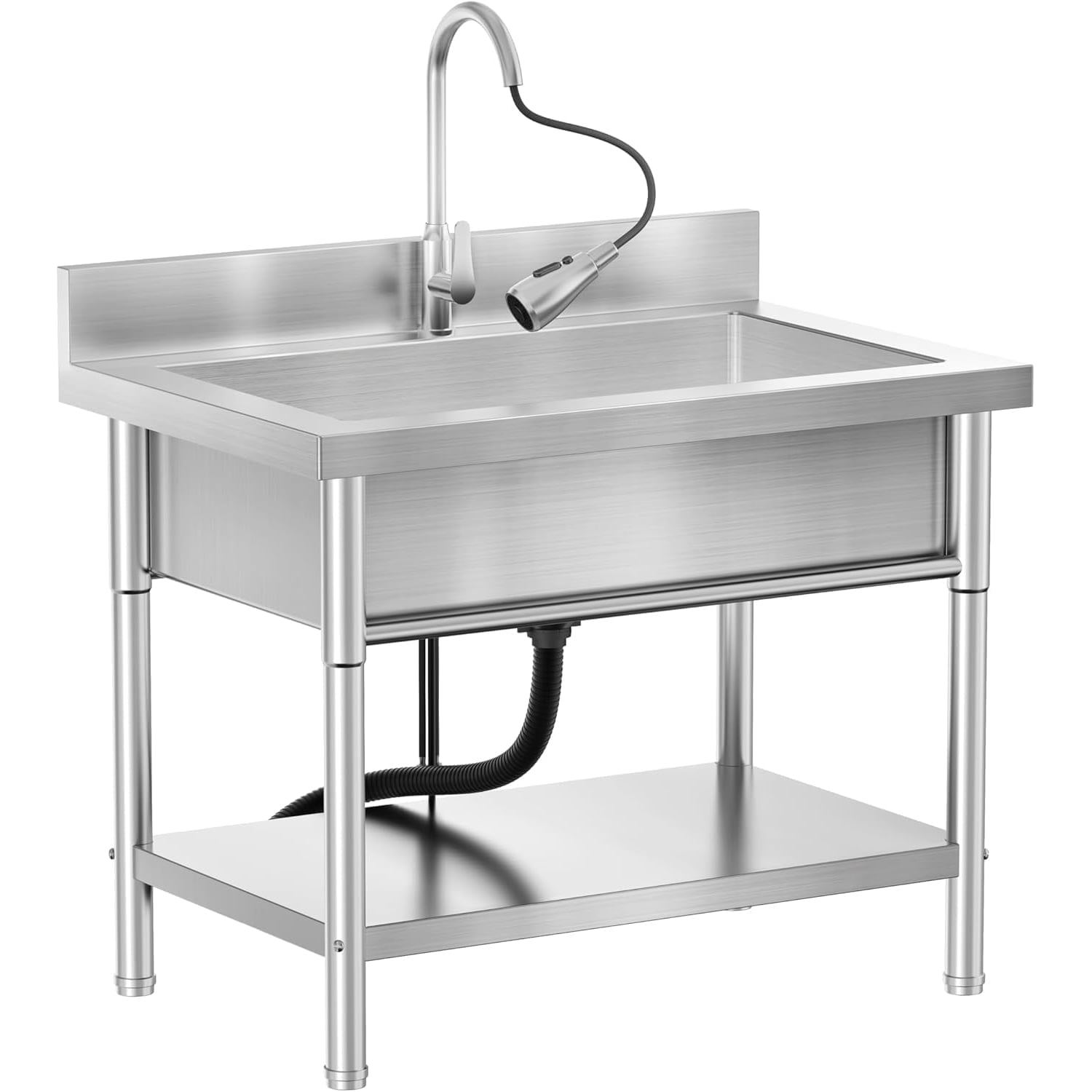 40" Stainless-Steel Sink Large Single Sink Accommodates larger volumes Can be used in kitchens, bathrooms, garages, undermount sinks Size34.65′′*16.53′′*9.84′′