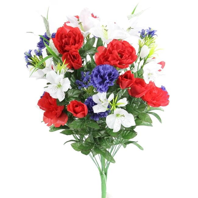 Patriotic Red, White, and Blue Artificial Floral Centerpiece