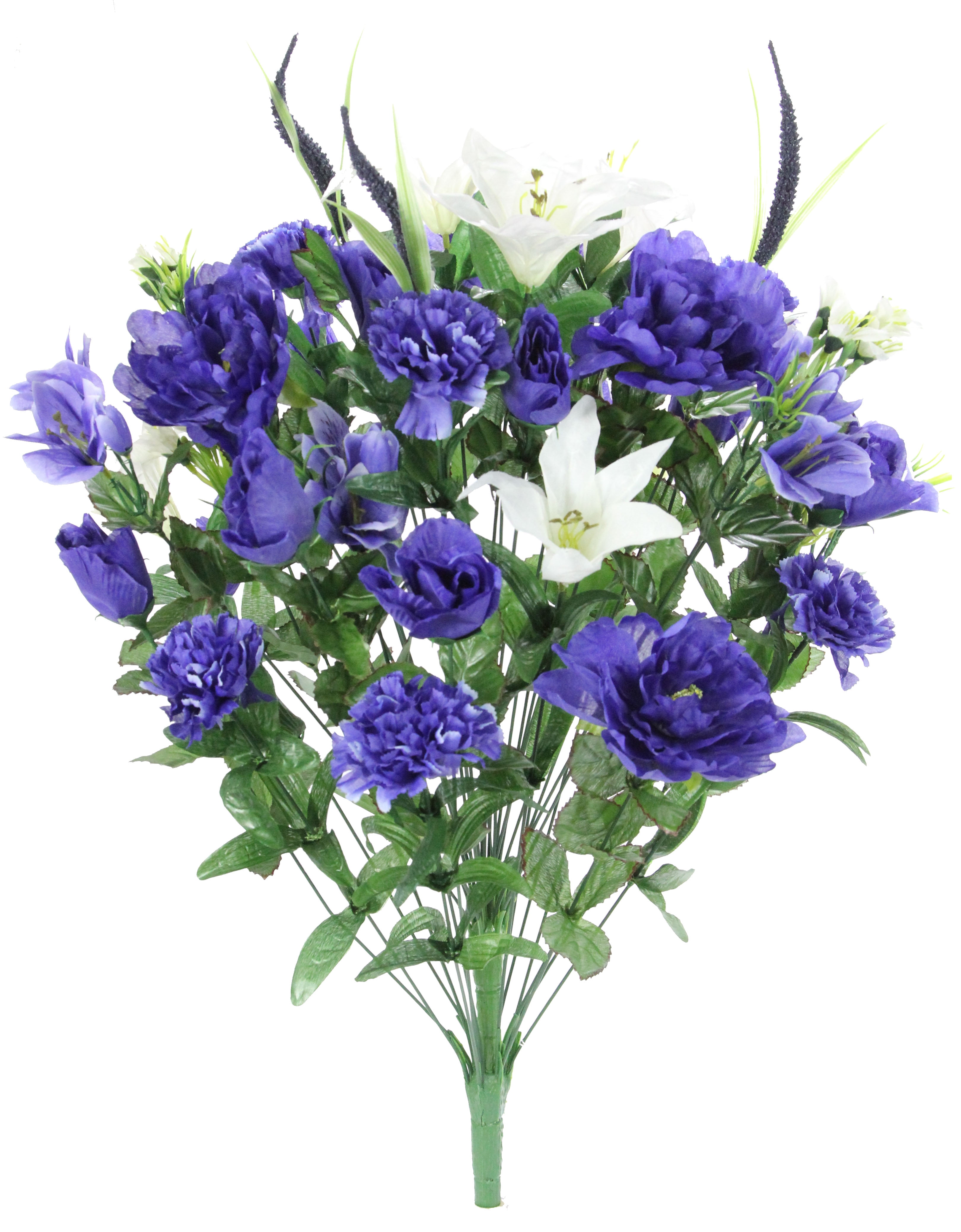 Blue and White Silk Lily Rose Peony Flower Bush