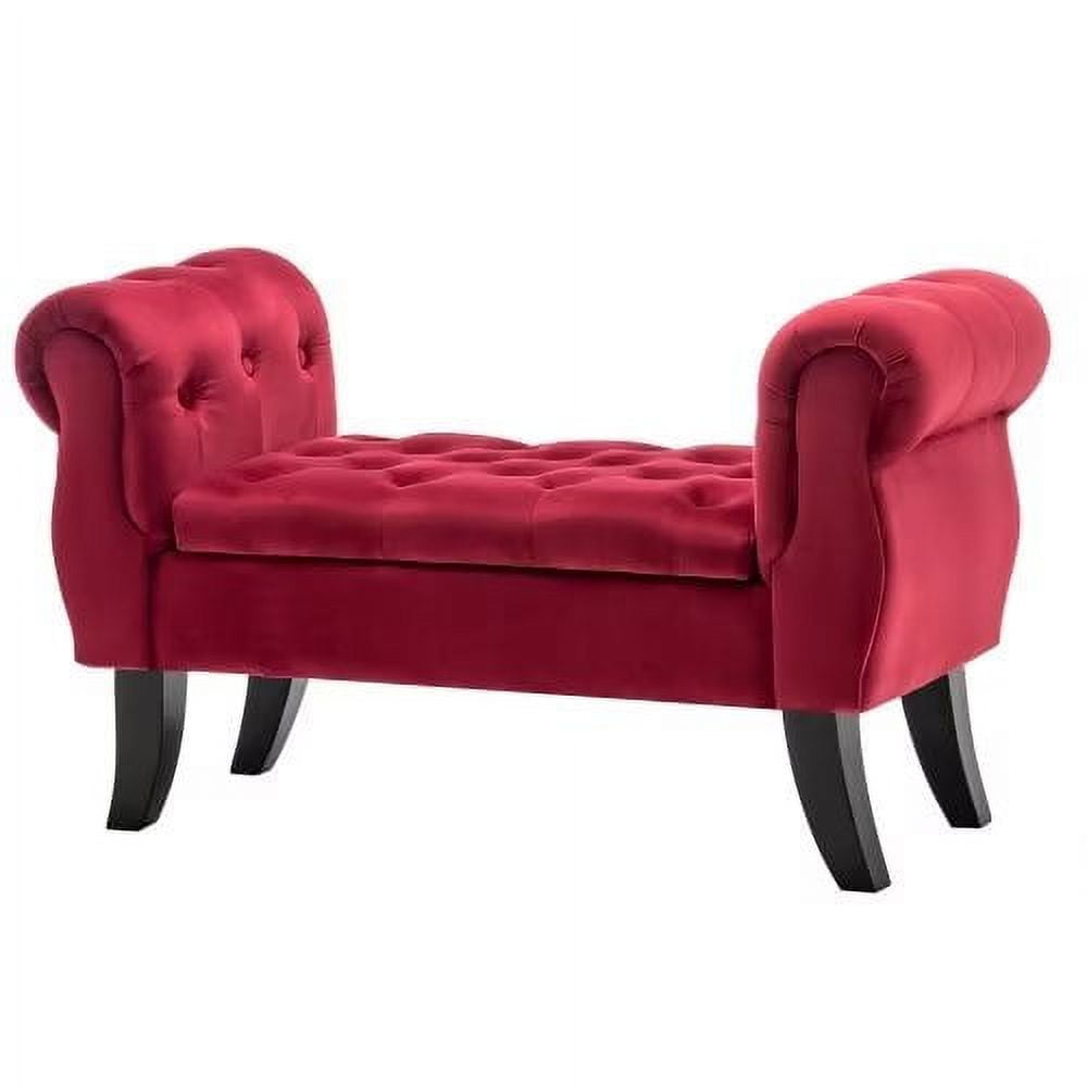 40" Storage Bench,End of Bed Bench with Rolled Arms and Rivet,Velvet