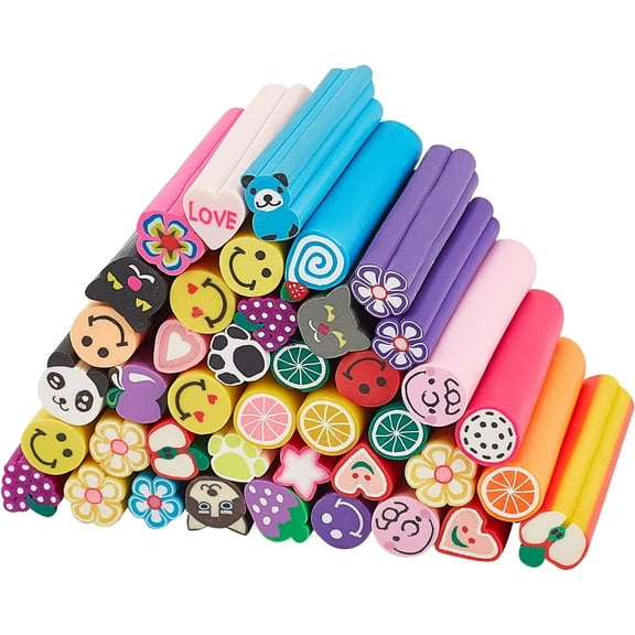 40 Strands Handmade Polymer Clay Stick Nail Art Tips Canes Rods Mixed Pattern for Crafting DIY Decoration 5cm/Strand for DIY Mixed Color