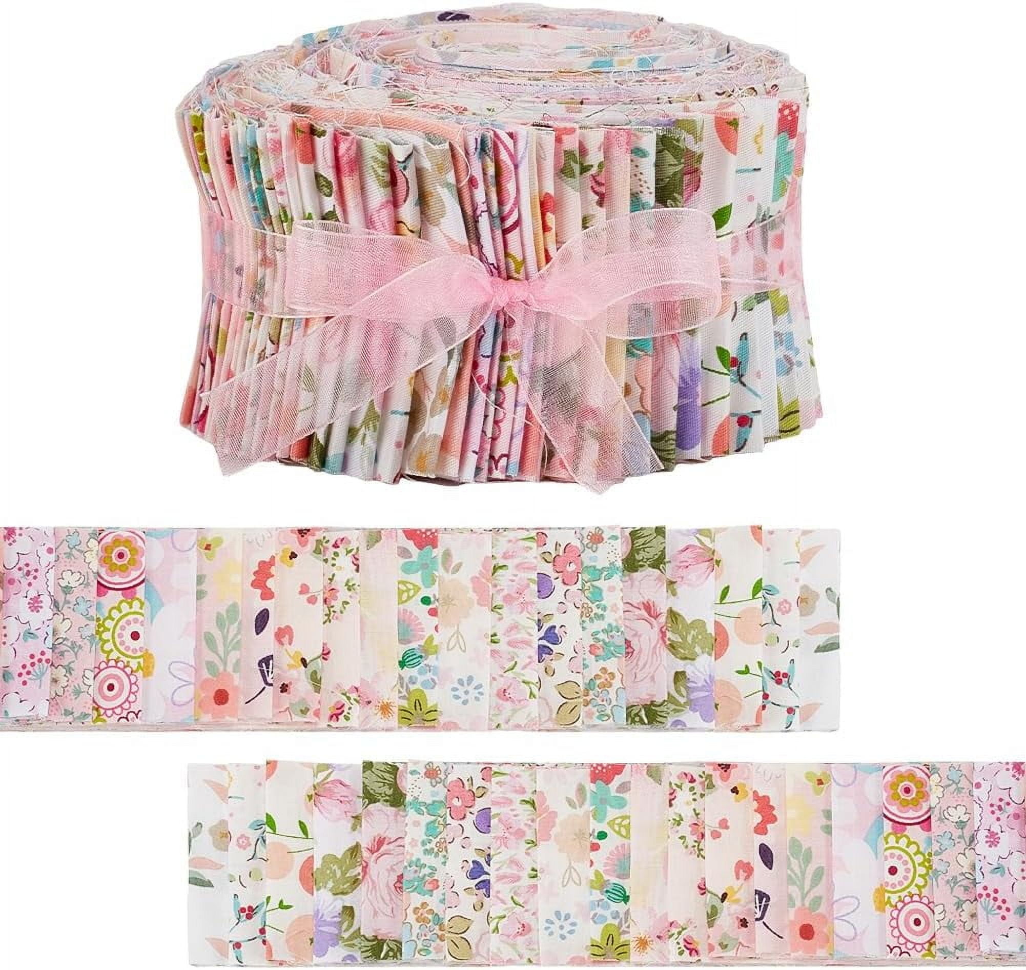40 Strip Quilting Strips for Crafting and Sewing Flower Pattern Jelly Roll Fabric Strips 2.56 Inch Patchwork Quilting Strips for DIY Craft Home Decor