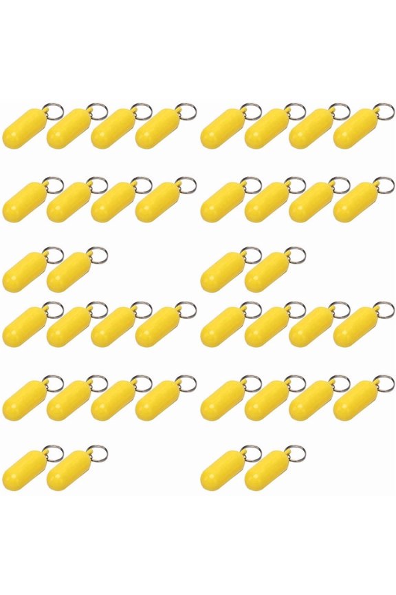 40 Swimming Rafting Beach Floating Keychain Swimming Boat Sail Key Floating Ring Floating Foam Oval Keychain (Yellow)