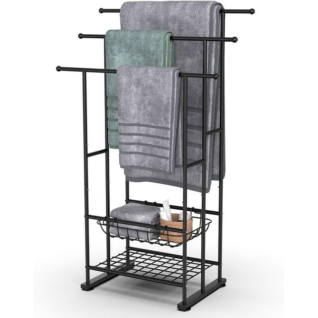 40" Tall 3 Tier Freestanding Towel Rack for Bathroom with Storage ...