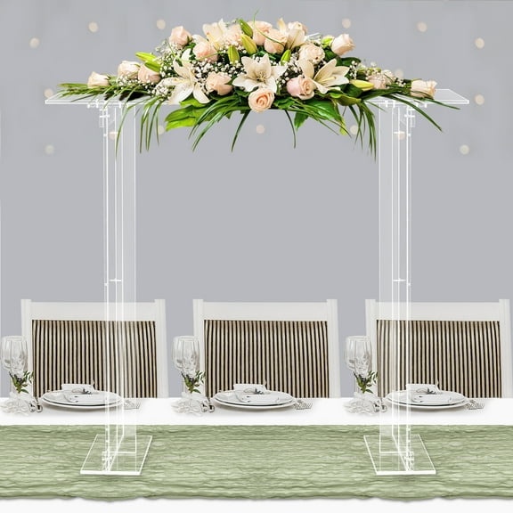 40'' Tall Acrylic Display Riser, Clear Acrylic Rectangular Flower Stand, Acrylic Square Arch Stand, Wedding Centerpiece, Thickened to 10mm Display Shelf for Home Decor Wedding