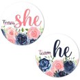 thumbnail image 1 of 40 Team He Team She Gender Reveal Stickers, Boy or Girl 2 Inch Big Round Glossy Labels, Navy and Blush Theme Stickers, Great for Gender Reveal Party Favors, Tags, Games and Supplies, 1 of 5