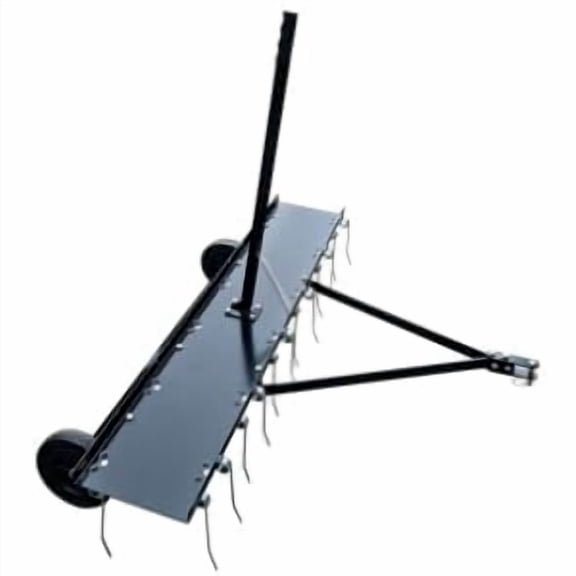 40" Tow-Behind Lawn Dethatcher Rake, 20 Spring Steel Tines & 8" Solid Rubber Wheels Lawn Rake for Garden, Farm & Grass Care