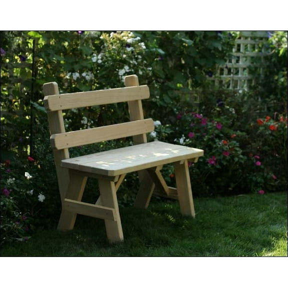 40" Treated Pine Traditional Garden Bench with Back