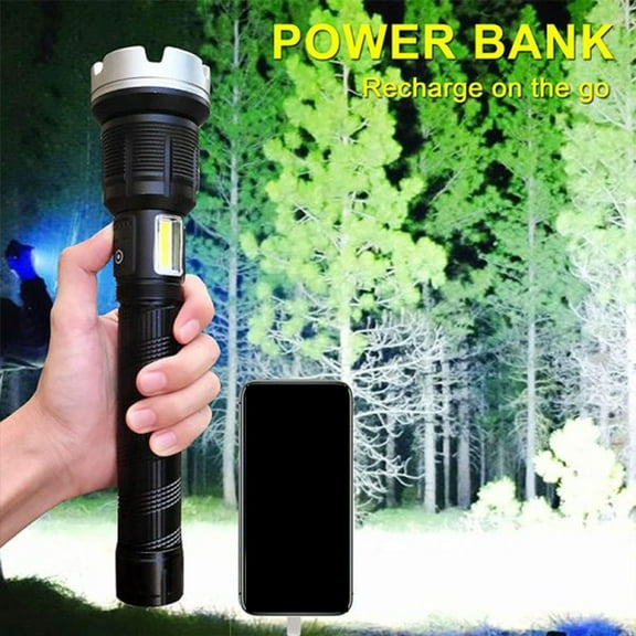 Viflosae Telescopic Strong Light Flashlight Side COB Dual Light Source Test Lamp Charging Ultra Bright Long Range Flashlight Electronics Gadgets