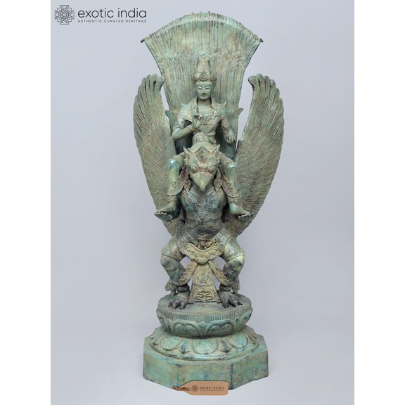40" Vishnu On Garuda In Brass