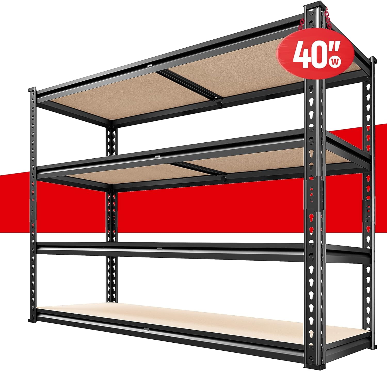 40" W Garage Shelving 2000LBS Storage Shelves Heavy Duty Shelving 4