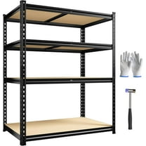 40" W Garage Shelving, 4 Tier Storage Shelves Load 2000 lbs, Adjustable Garage Shelves, Metal Shelving Unit for Warehouse, Basement, Pantry, 40" Wx 16" D x 60" H, Black
