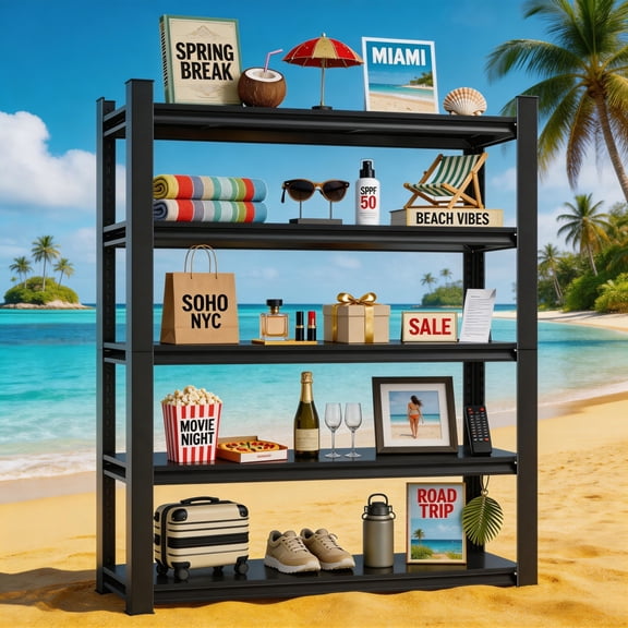 40" W Garage Shelving,5-Tier Heavy Duty Shelving Unit,3000LBS Adjustable Metal Storage Shelves,Storage Rack Units for Industrie,Shed,Warehouse,Basement,Black,20"D x 40"W x 72"H