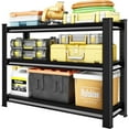 thumbnail image 1 of 40" W Garage Shelving Heavy Duty，1500LBS Loads Adjustable Garage Storage Shelves,3-Tier Metal Storage Racks and Shelving Units, Utility Rack Shelves,40”W x 18”D x 36”H,Black Organiser, 1 of 6