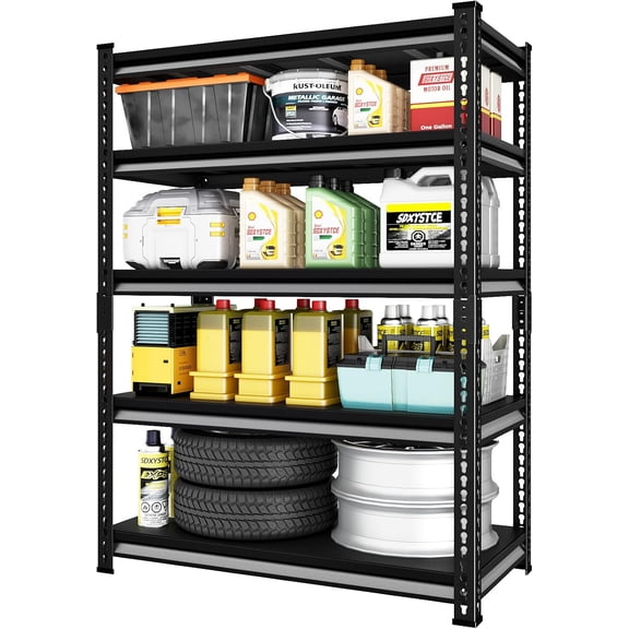 40" W Garage Shelving Heavy Duty, 2250 Lbs Loads Garage Storage Shelves Heavy Duty, 5-Tier Metal Shelving Units and Storage for Basement, Retiple Tanks,40" Wx18 Dx72 H, Black
