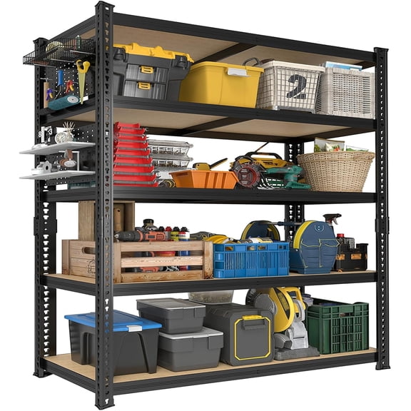 40''W Garage Storage Shelves, Storage Racks Shelving Units, Storage Shelves Heavy Duty, Adjustable Metal Shelves with 2 Pegboards for Basement, Warehouse, Pantry, Closet, Kitchen, 2200 LBS