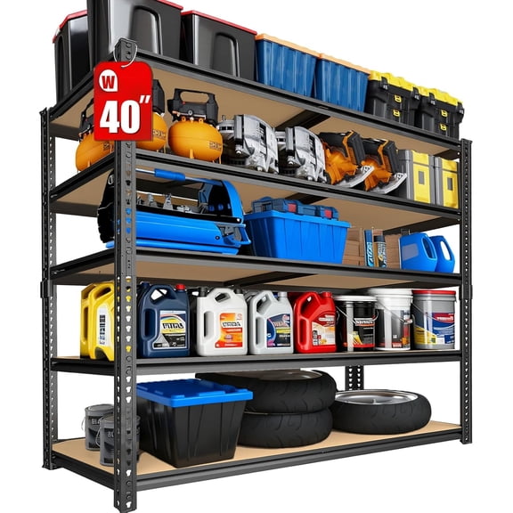 40''W Garage Storage Shelves, Storage Shelving Units, Adjustable Heavy Duty Shelves, Metal Shelving for Basement, Warehouse, Pantry, Closet, Kitchen, 20" D x 40" W x 72" H