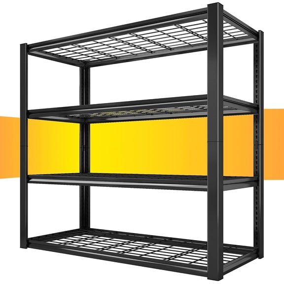 40" W Heavy Duty Garage Shelving Unit, 2200LBS Reinforced Metal Storage Shelves 4 Tier, Adjustable Boltless Storage Rack for Garage Basement Warehouse Pantry Kitchen, 40"W x 19.7"D x 59.9"H Black