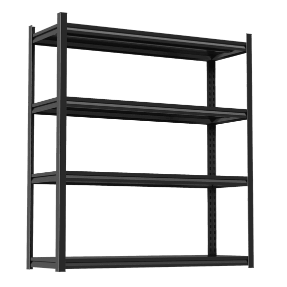40"W Metal Shelving, 4 TierBasement Storage Shelves, Adjustable Garage Shelf, 2000lb Tall Book Shelf for Basement, Warehouse, Pantry, Closet, Kitchen 54" H x 18" D-Black
