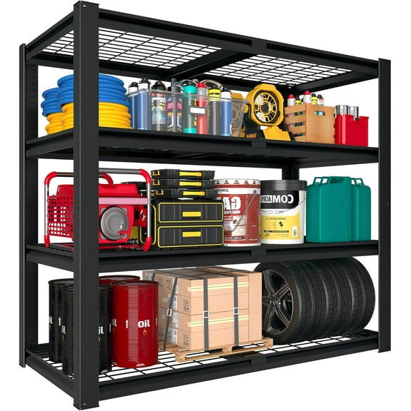 40" W x 20" D x 59" H Heavy Duty Storage Shelves, 4 Tier Adjustable Garage Shelving, Metal Wire Shelving Unit Utility Shelf Rack for Garage, Kitchen, Warehouse, Pantry, Black