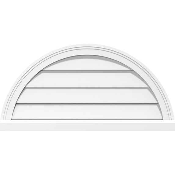 40"W x 20"H Half Round Surface Mount PVC Gable Vent: Functional, w/ 2"W x 2"P Brickmould Sill Frame
