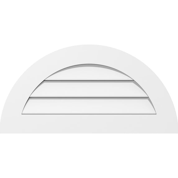 40"W x 20"H Half Round Surface Mount PVC Gable Vent: Functional, w/ 3-1/2"W x 1"P Standard Frame