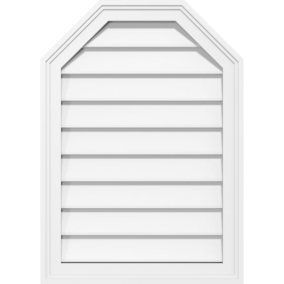 40"W x 30"H Octagonal Top Surface Mount PVC Gable Vent: Non-Functional, w/ 2"W x 1-1/2"P Brickmould Frame